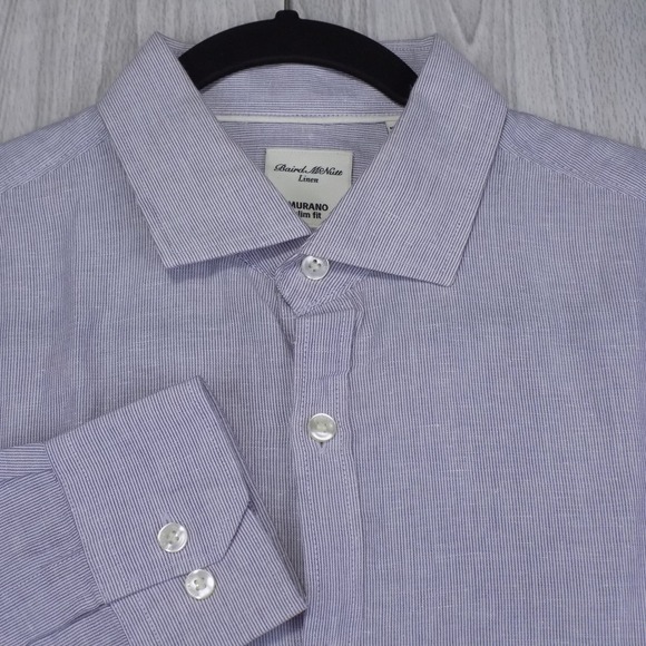 Murano Other - Baird McNutt Murano Slim Fit Shirt Mens L Purple Linen Blend Button-down EUC